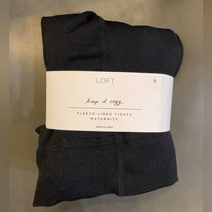 Black fleece lined maternity tights Loft